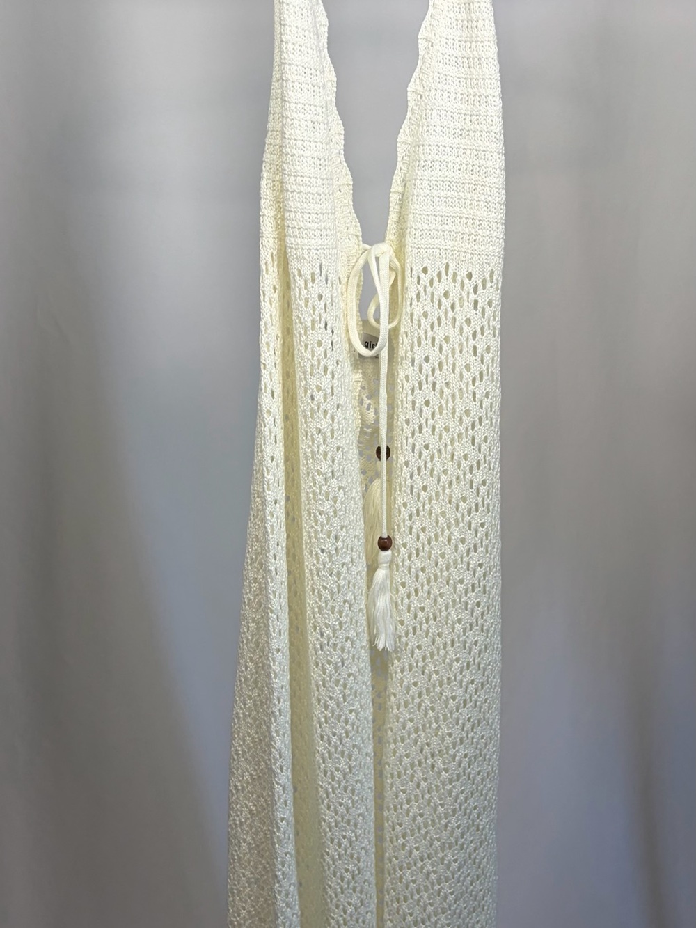 Madden Girl Ivory Crochet Halter Maxi Dress top or Swim Cover Up Size M